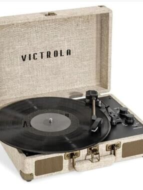 Victrola Bluetooth Suitcase 3-Speed Turntable Linen Finish